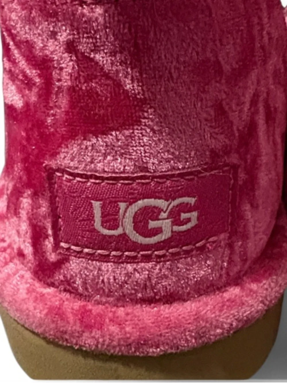 UGG Kids Classic Mini II Crushed Velvet Ankle Boots in Raspberry Sorbet